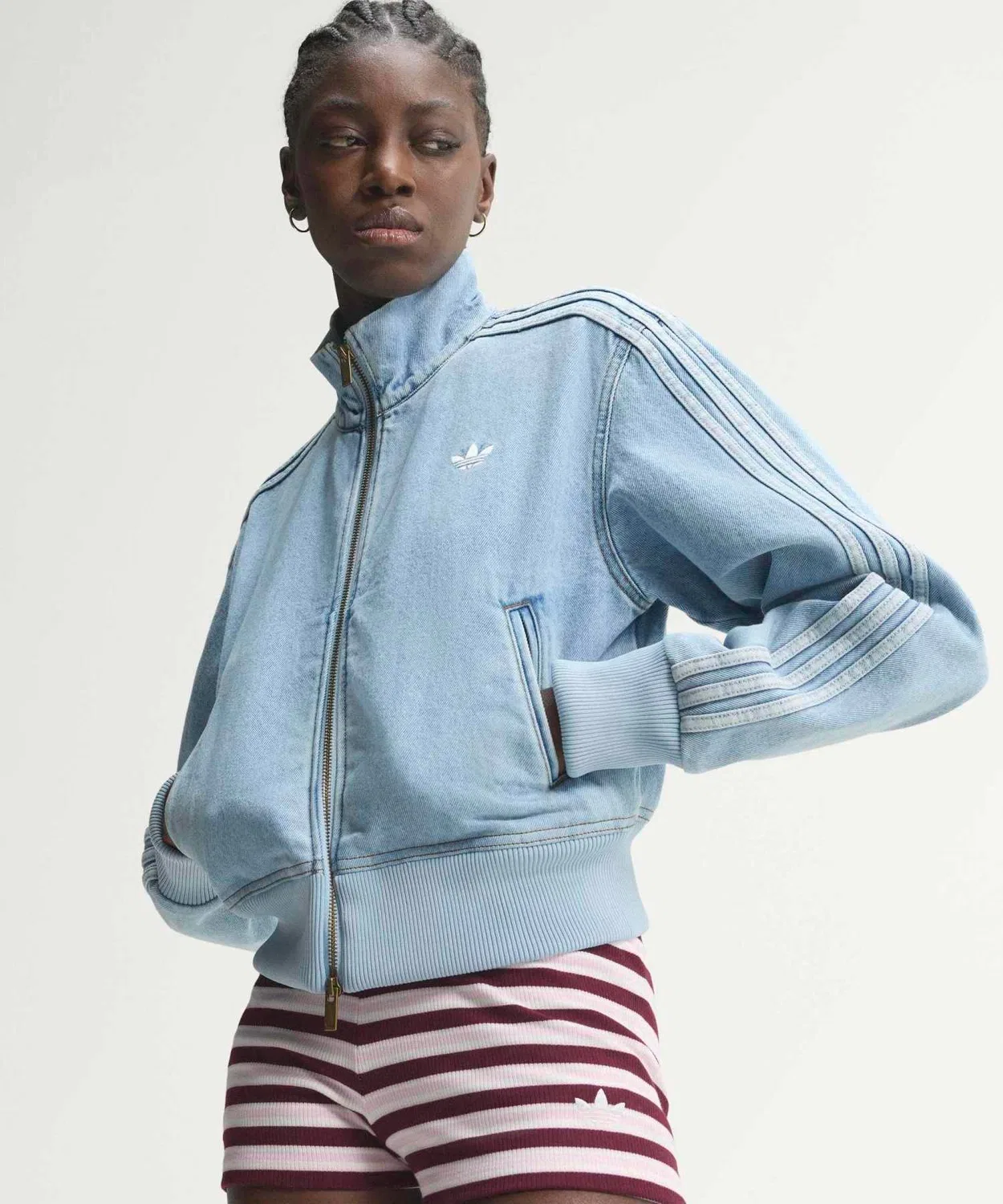 Женский джинсовый жакет с высоким воротником Firebird Denim Track Top Adidas, Blue