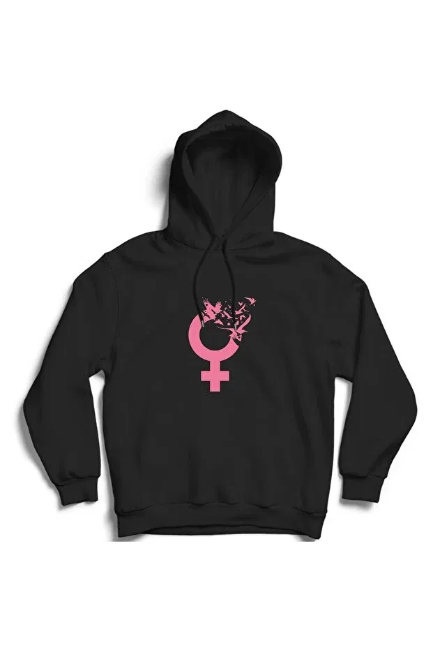 Детское худи с принтом Feminist Birds Birds World Women's Day The Fame, Black