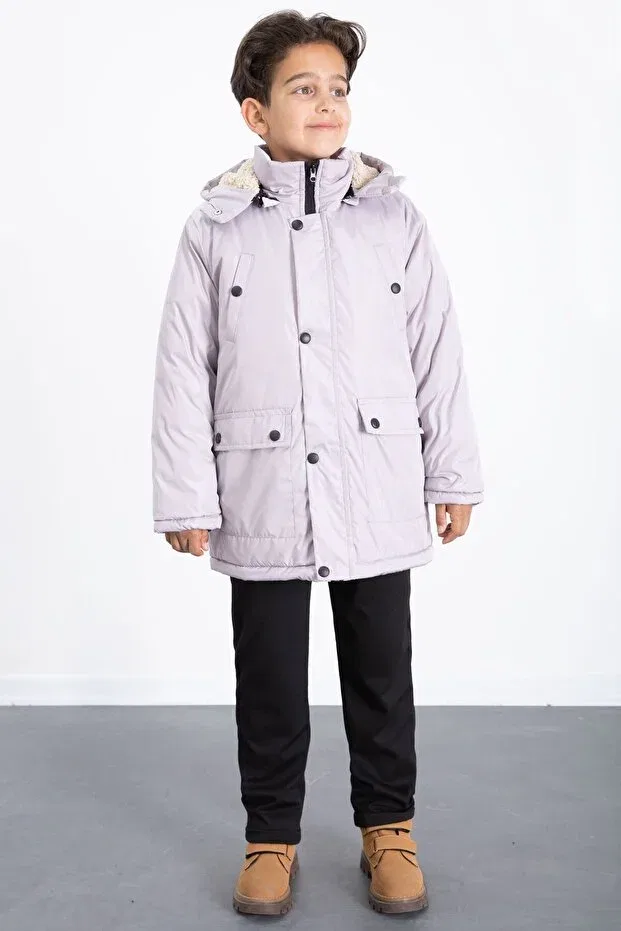 Детское зимнее пальто для девочек с капюшоном Cansın Mini, Gray — фото 3