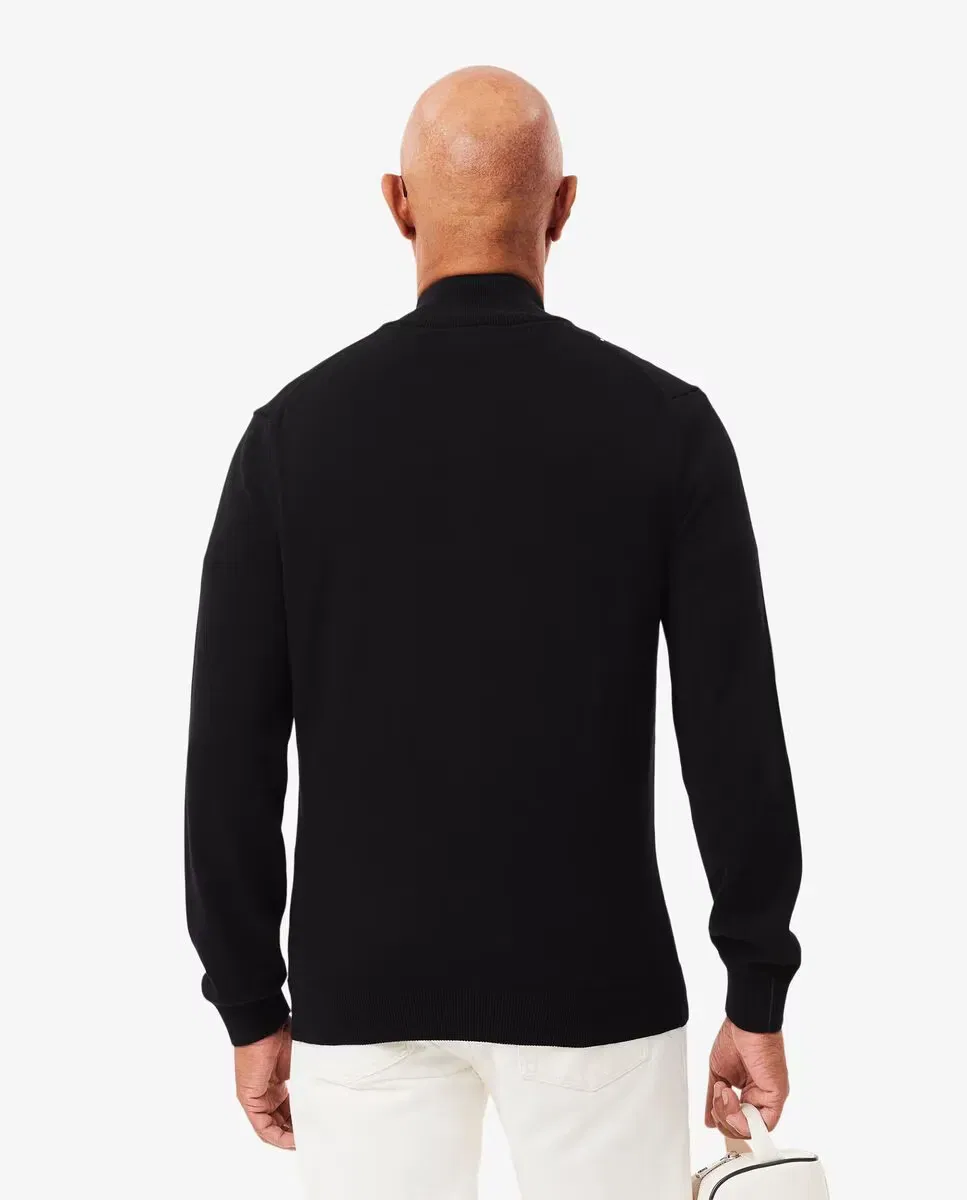 Свитер мужской Lacoste с высоким воротником на молнии, из органического хлопка, Negro — фото 2