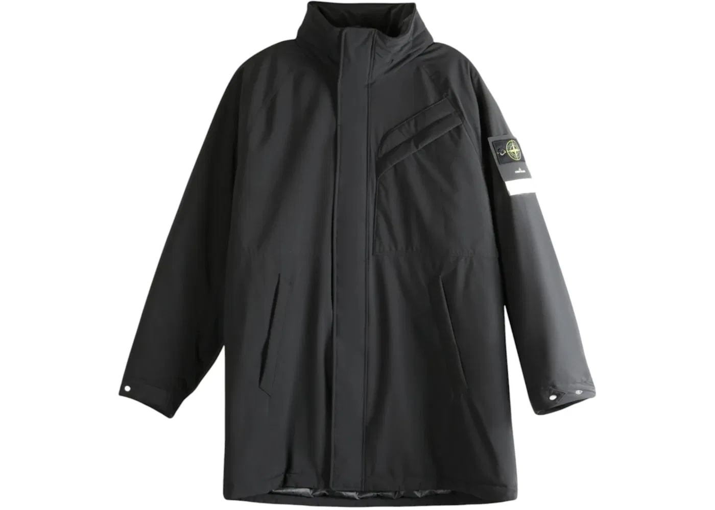 Мужское длинное пальто классическое с высоким воротником Stone Island, Black