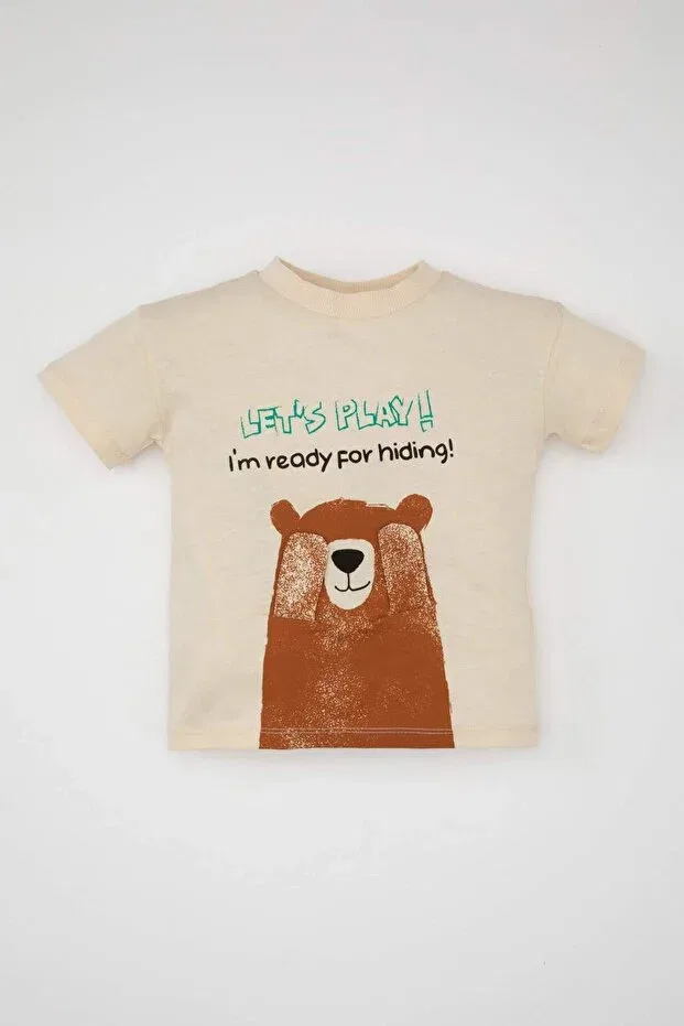Детская футболка для мальчиков с принтом Animal Print Defacto, Beige-Bg286 — фото 2