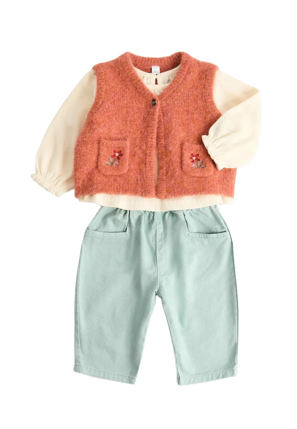 Комплект из 3 предметов: жилет и джинсы. Унисекс Marks & Spencer, Coral