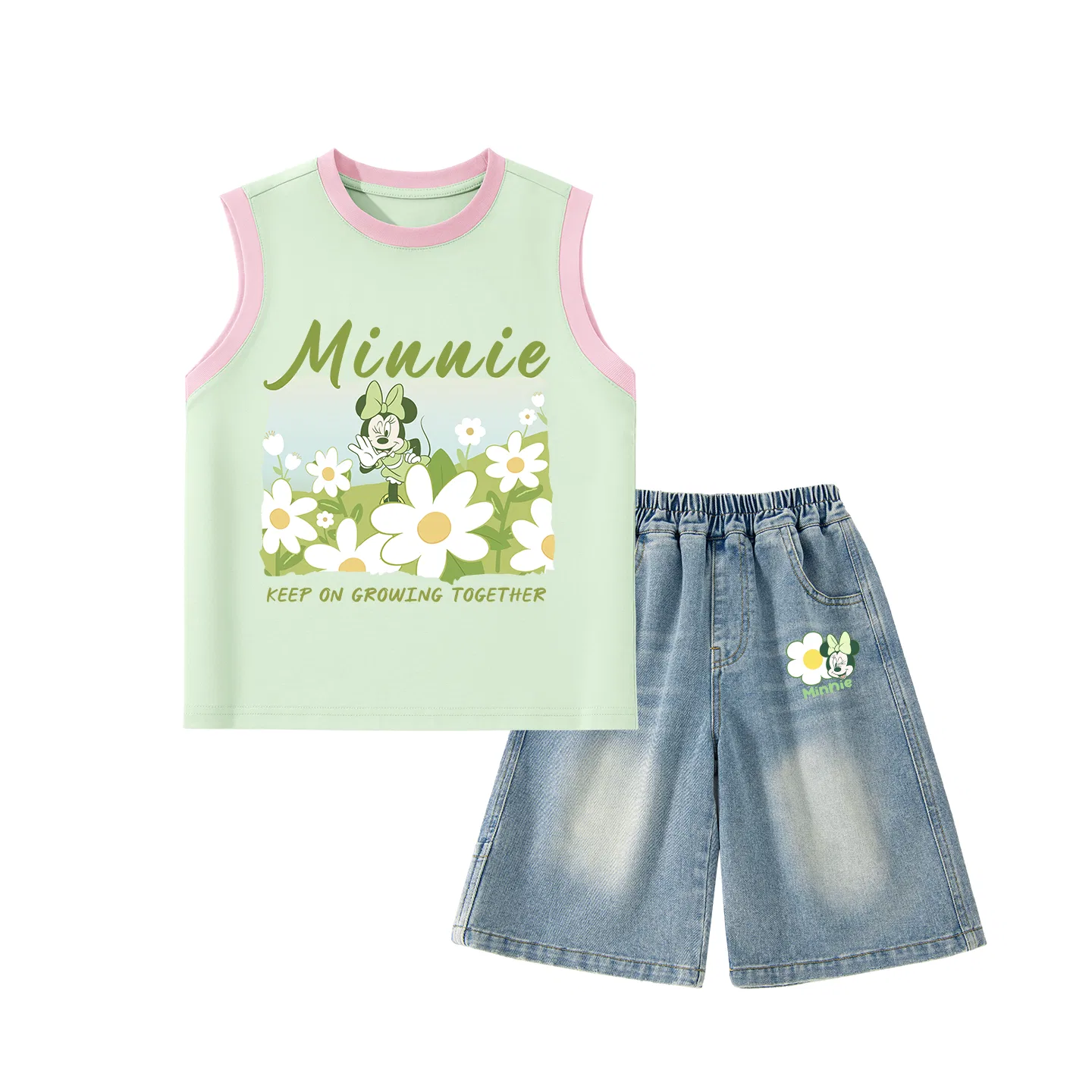 Спортивный костюм для детей, тонкий трикотаж, Disney, Di Floral Pink Green+Di Floral K Denim Blue