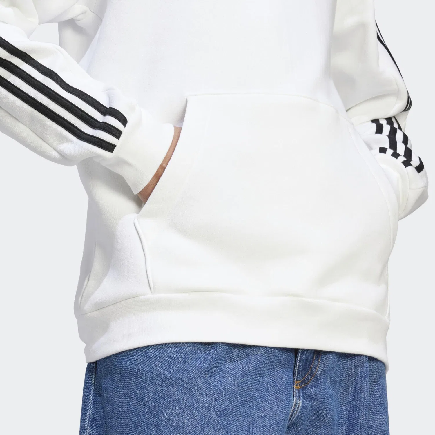 Мужское худи с принтом Essentials 3-Streifen Adidas, Weiss — фото 4
