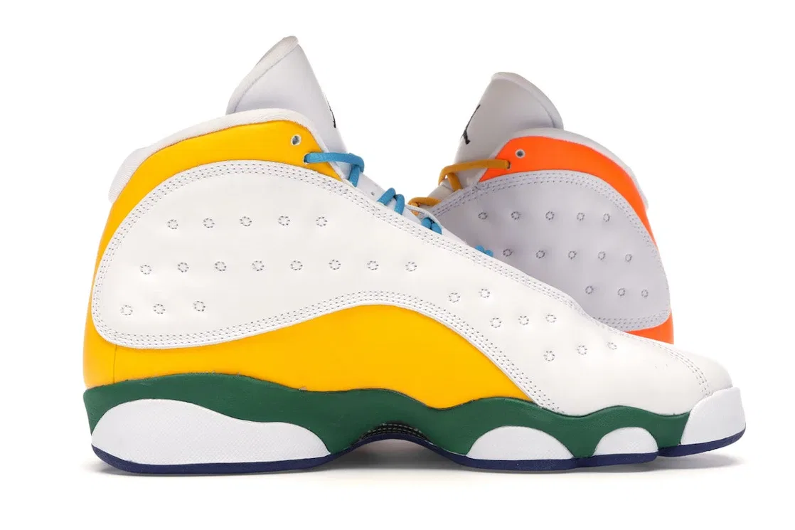 Детские кроссовки Lifestyle с принтом Jordan 13 Retro Playground Jordan, White/Black-Court Purple-Total Orange-Pine Green — фото 3