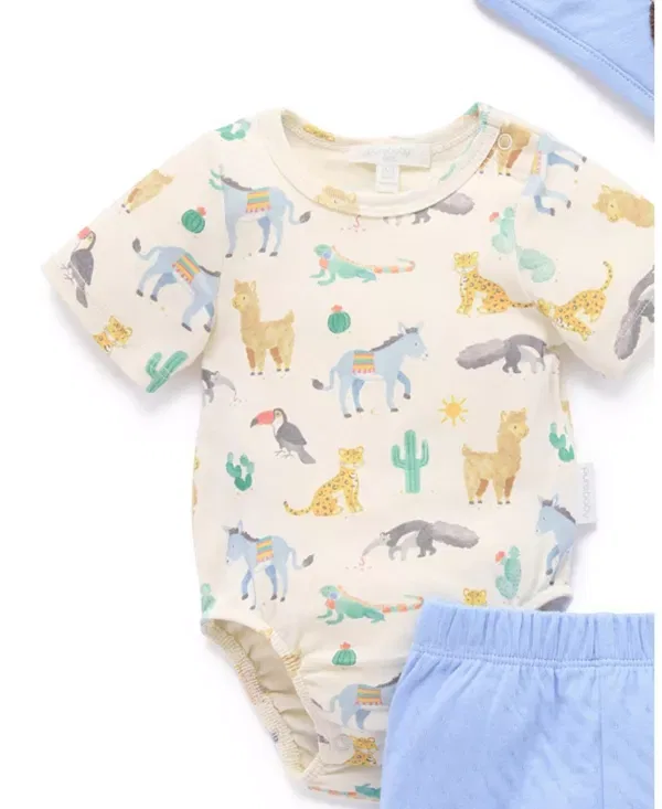 Детский комплект для мальчиков с принтом 3 Piece Gift Set Purebaby, Animal Fiesta Print — фото 3
