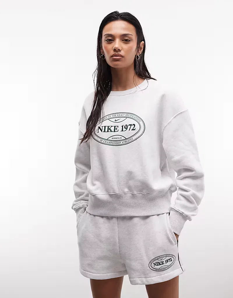 Свободная толстовка Nike Phoenix Fleece с теннисным принтом, светло-серый