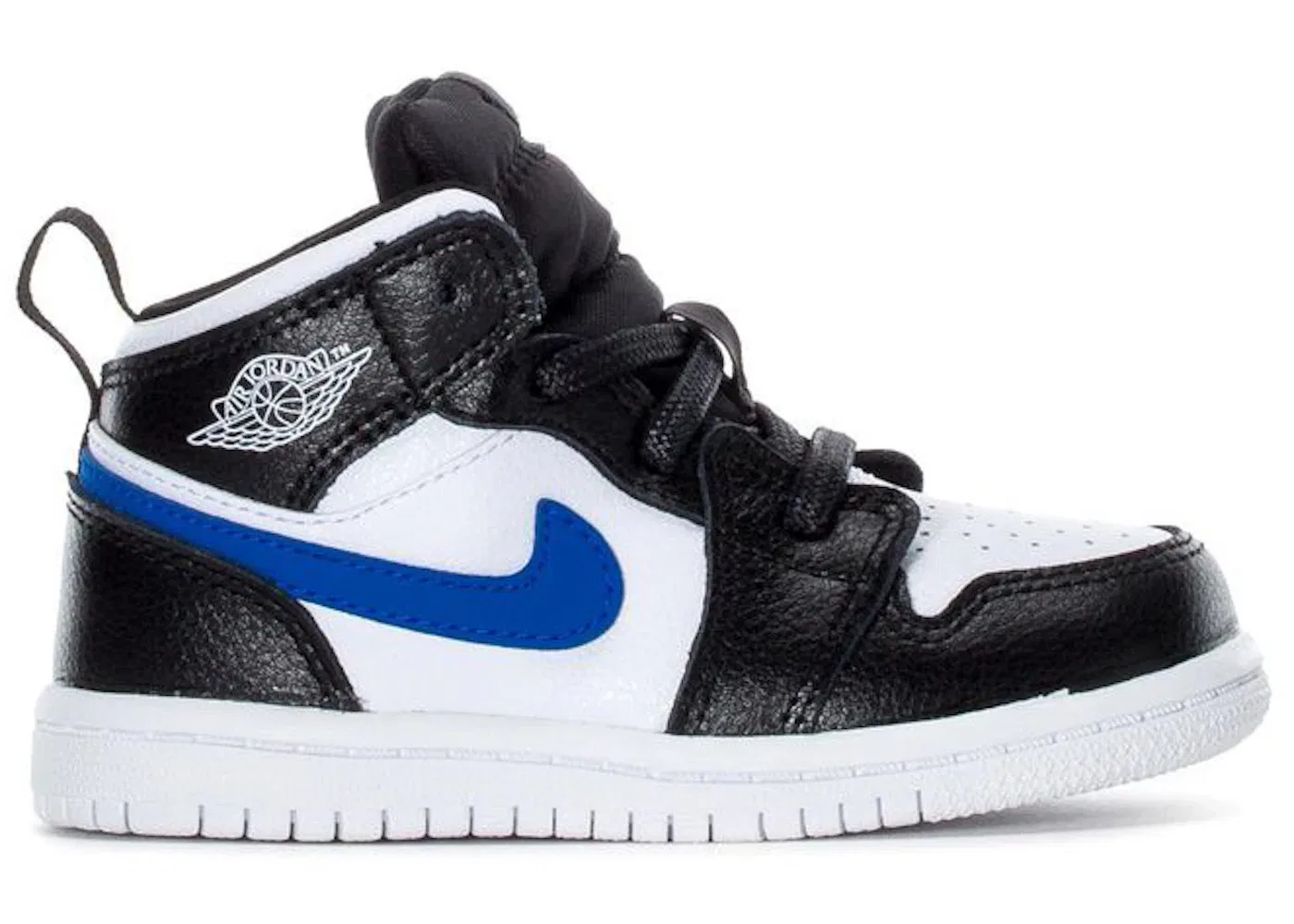 Детские кроссовки для мальчиков с высоким берцем Jordan 1 Mid Jordan, Black/White-Hyper Cobalt