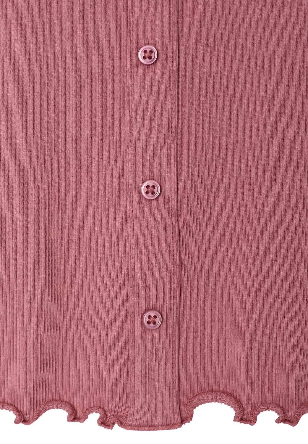 Langarmshirt aus ripp mädchen, zierknopfleiste - топ с длинными рукавами Vertbaudet, Malve — фото 3