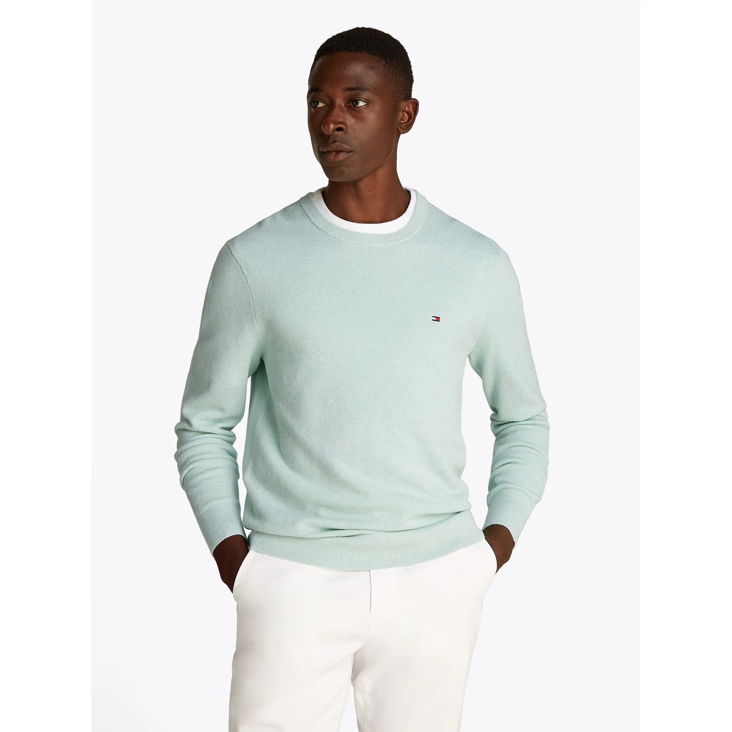 Мужской джемпер с круглым вырезом Tommy Hilfiger, Minty Essence Heather