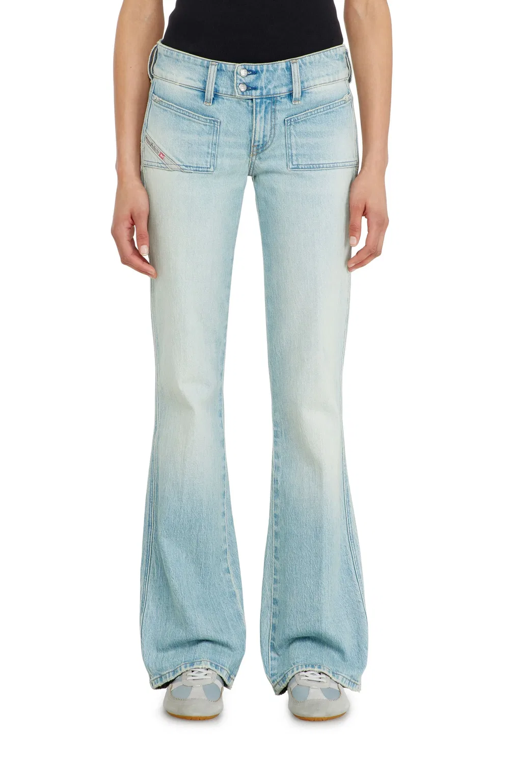 Женские джинсы-клеш с низкой посадкой и застежкой на молнию Diesel Bootcut Low Waist D-Hush, синий — фото 2