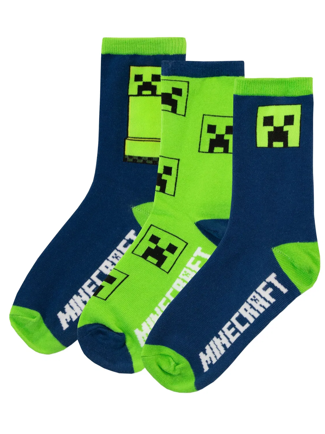 Носки детские 3 пары, Minecraft Character, зеленые