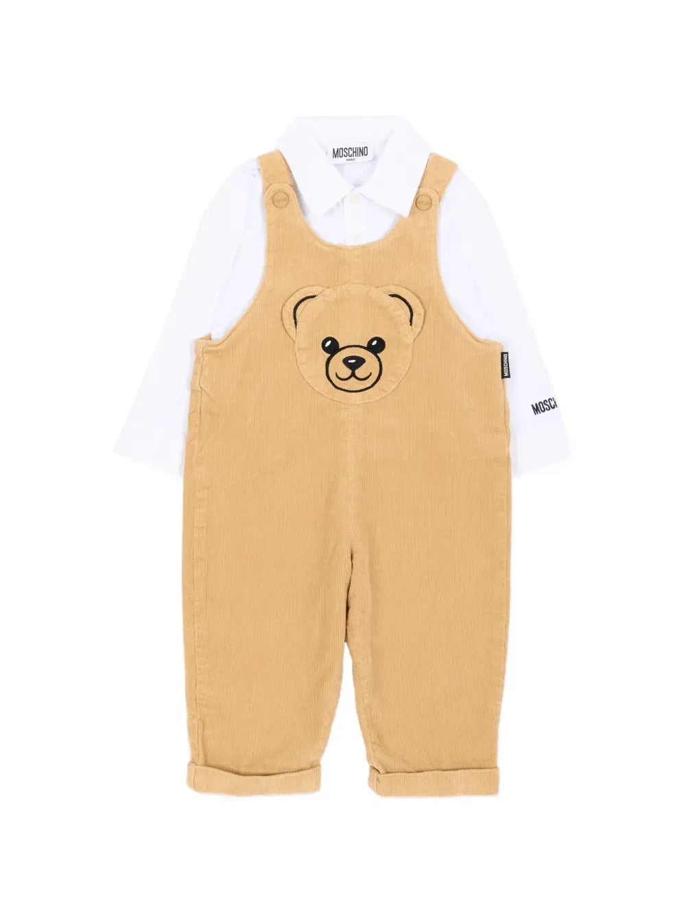 Вельветовые брюки в комплекте Moschino Kids, бежевый
