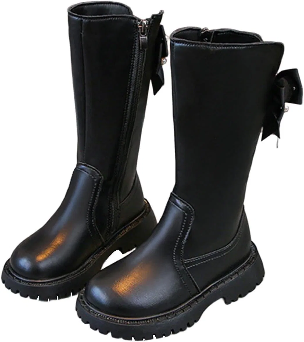 Детские сапоги для девочек из экокожи с бантом Zzalalana, Black