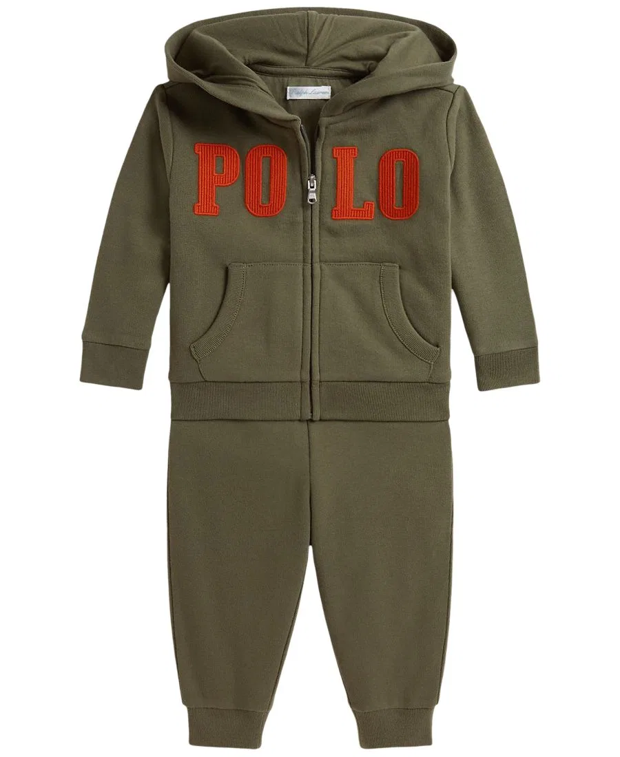 Комплект из худи и брюк для мальчика, с логотипом Polo Ralph Lauren, Cruise Olive