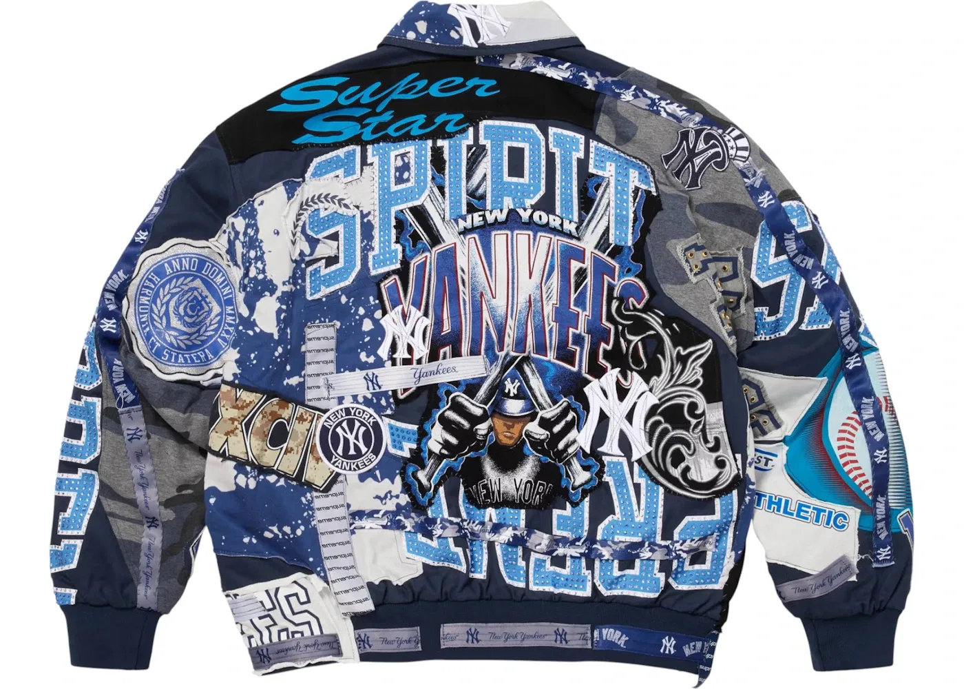 Мужская бомбер-куртка с мультиколор-принтом Supreme Jeff Hamilton New York Yankees Varsity Jacket, Multicolor — фото 2