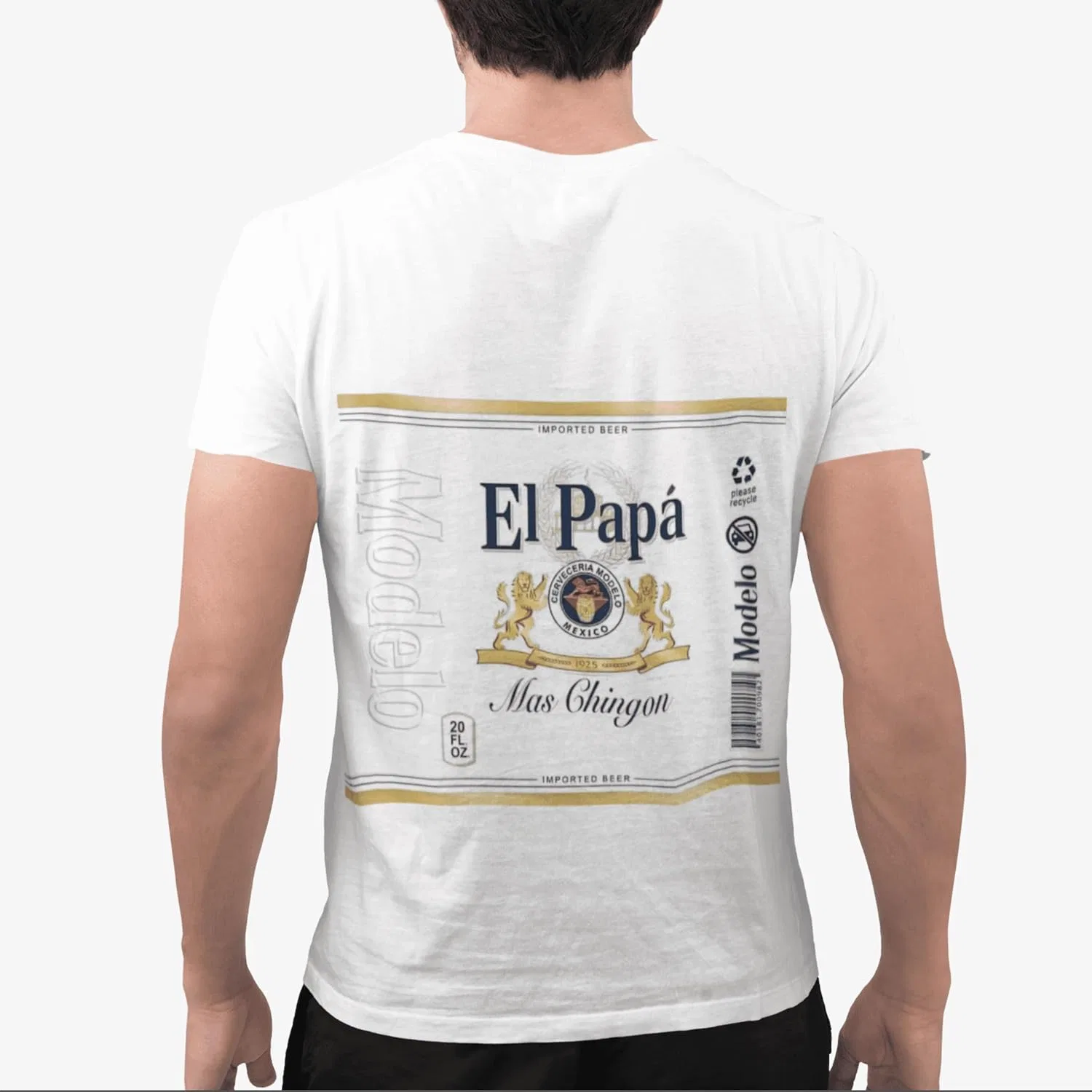 Мужская футболка с надписью El Papá Más Chingón, White — фото 2