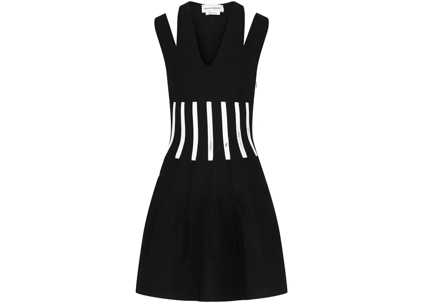 Женское платье мини без рукавов с вырезом Alexander McQueen, Black White
