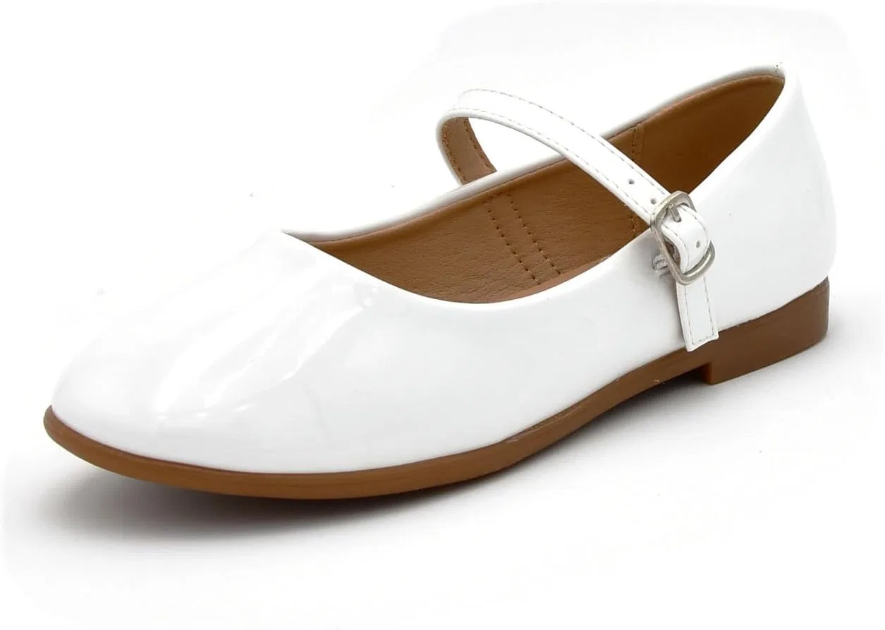 Детские туфли-балетки для девочек с бантом Nova Utopia Nova Footwear, Whitepatent