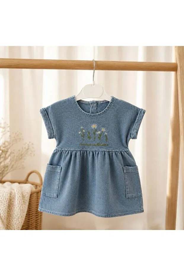 Детское платье для девочек с принтом Daisy Embroidered Beybifresh, Blue