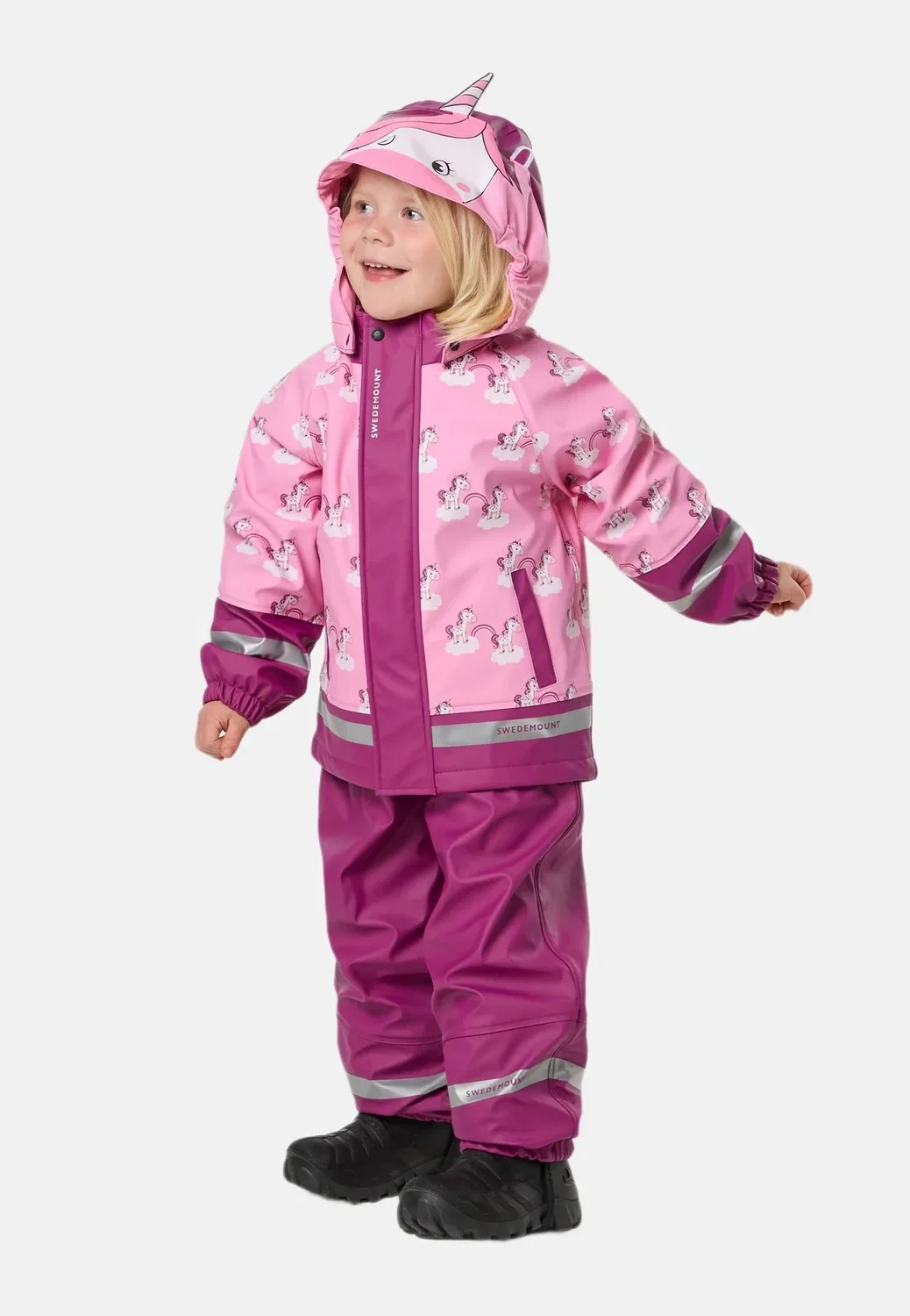Детский дождевой комбинезон Splash с подкладкой, унисекс Swedemount, Pink Unicorn