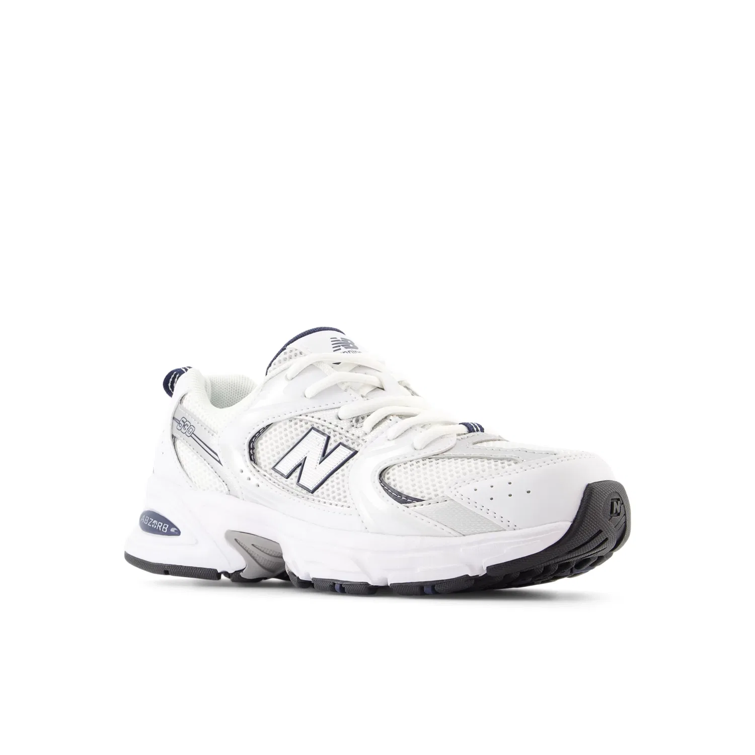 Детские кроссовки с шнуровкой 530 Lace New Balance, White With Natural Indigo And Silver Metallic — фото 2