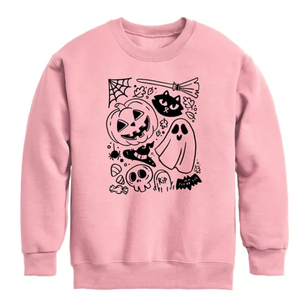 

Девочки 7-16 худи с принтом Halloween Doodle Crew Licensed Character, цвет mauve