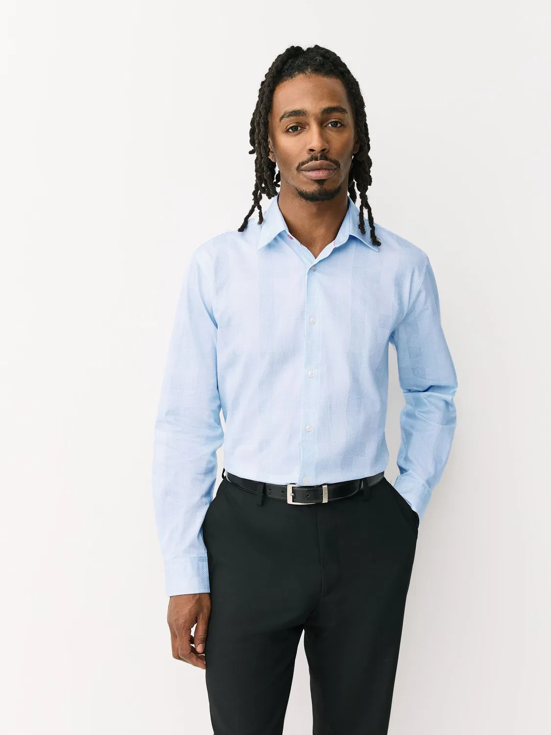 Рубашка с принтом Light Blue Check, Regular Fit Next, Light Blue Check