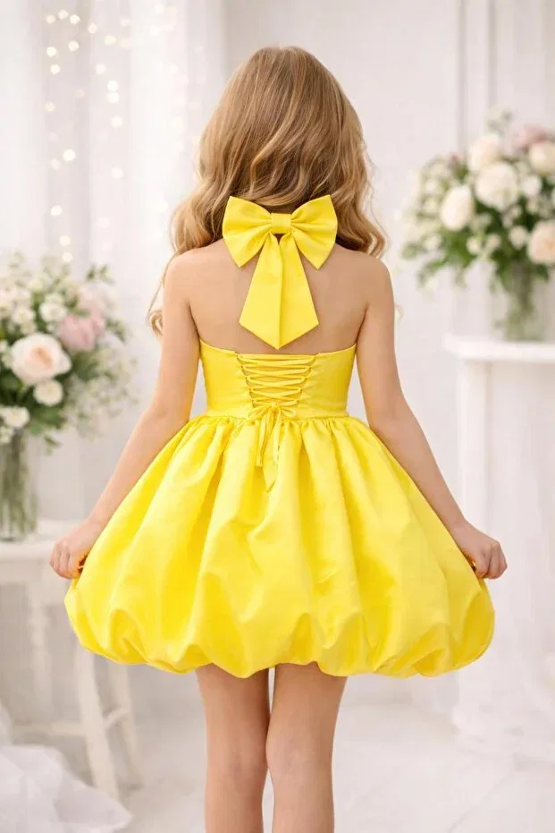 Детское платье для девочек без рукавов с принтом Balloon skirt Lunavella, Yellow — фото 3