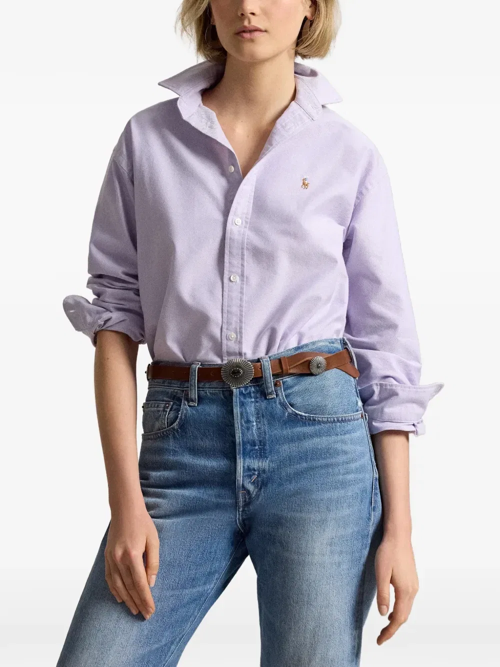 Рубашка с вышитой лошадью Поло Polo Ralph Lauren, фиолетовый — фото 3