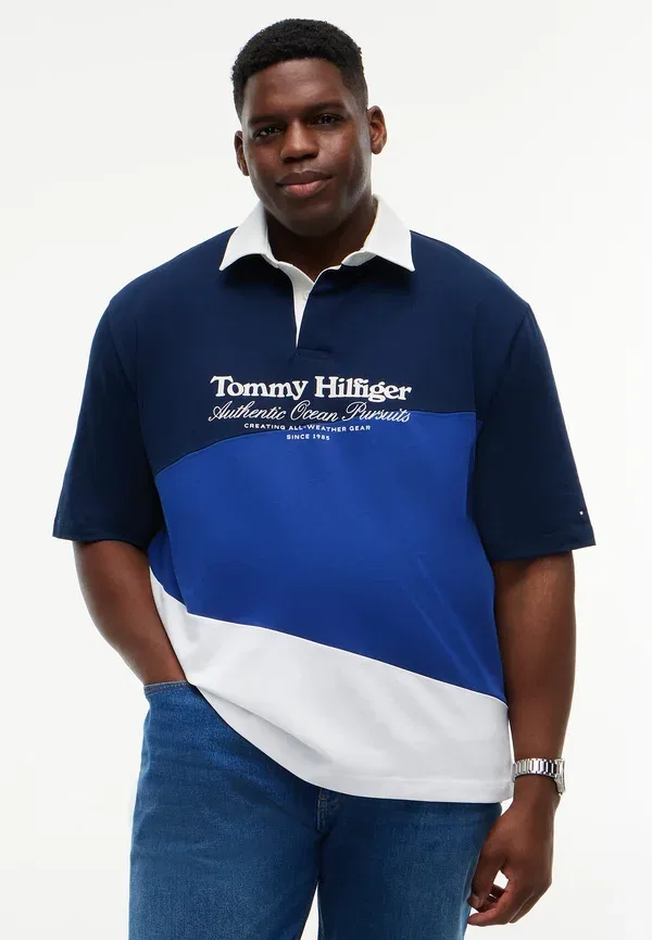 Футболка поло с принтом Bt-graphic colorblock reg polo Tommy Hilfiger, Carbon Navy, Multi, темно-синий/мультиколор