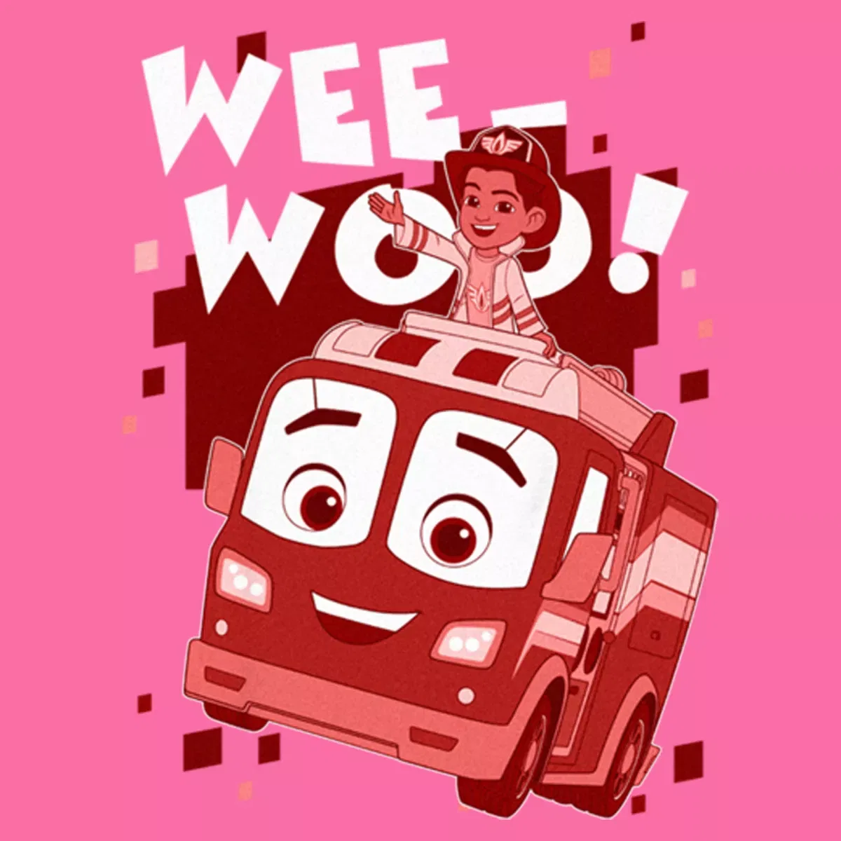 Детское укороченное платье-футболка с принтом Firebuds Wee Woo Bo and Flash Disney, Light Pink — фото 2