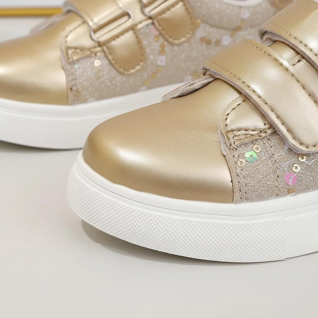 Детские кроссовки для девочек с блестками Sparkly Glitter Jusyruno, Gold — фото 4