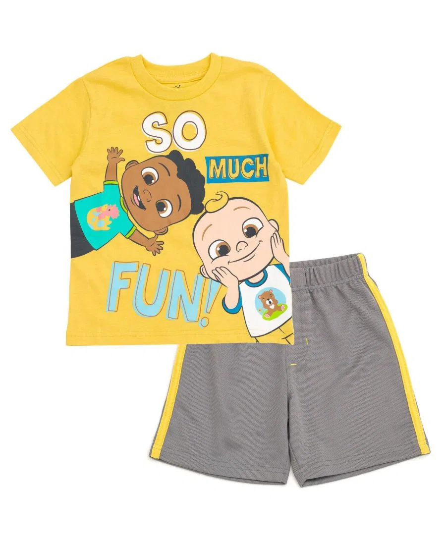 Комплект из футболки и шорт с принтом JJ Cody CoComelon, Yellow / Silver