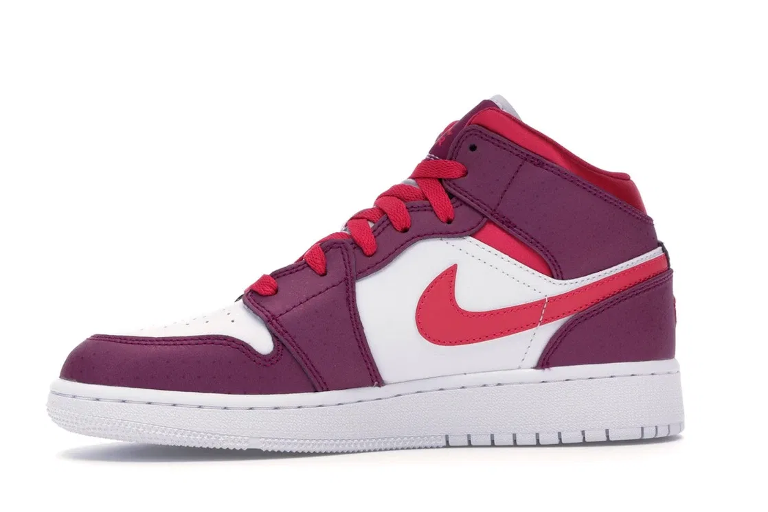 Детские кроссовки с цветным дизайном Jordan 1 Mid, True Berry/Rush Pink-White — фото 3