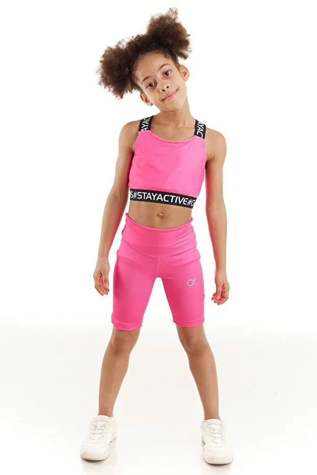 Детские леггинсы для девочек скинни Nancy Neon Biker Tights Colorinas, Neon Pink