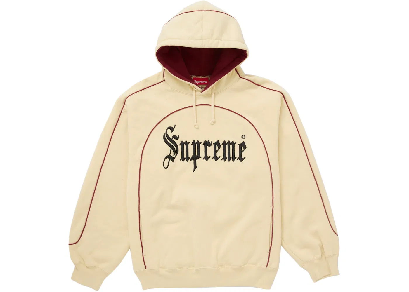Мужская худи с принтом Supreme Curve Piping Hooded Sweatshirt Natural