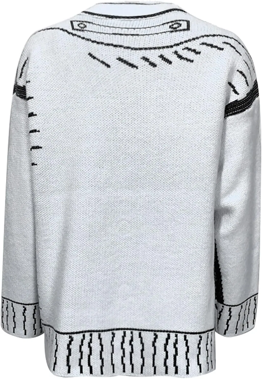 Женский вязаный кардиган свободного кроя, модель Cartoon Sweater, белый — фото 3