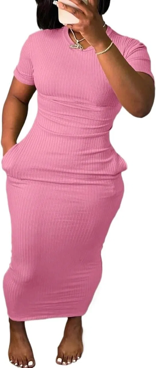 Женское миди-платье с разрезами Bodycon, Pink
