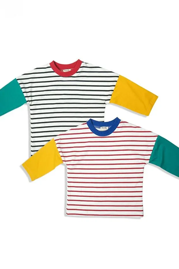 Детские свитшот для девочек в полоску Catz Kids, Red White Black Green