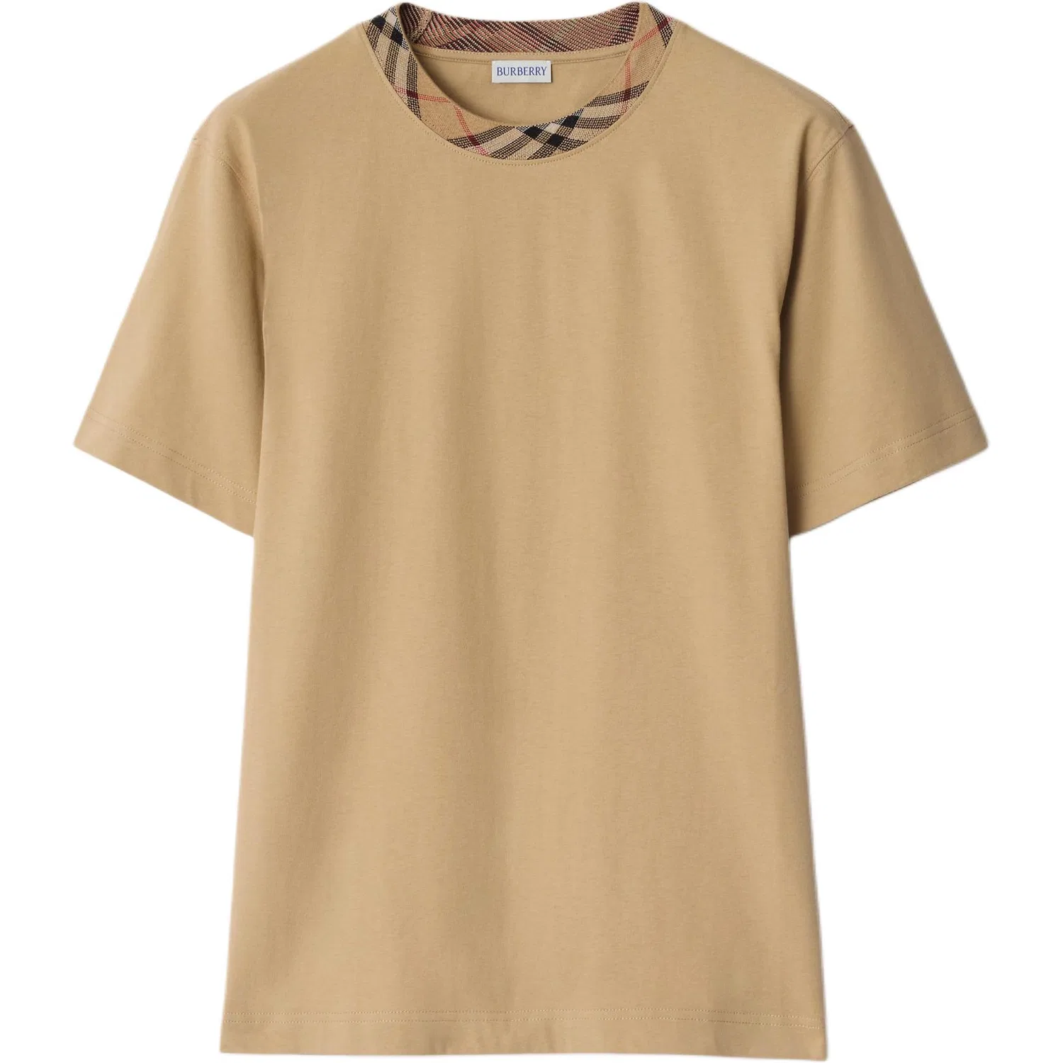 Мужская футболка хлопковая с клетчатой отделкой Burberry, Linen