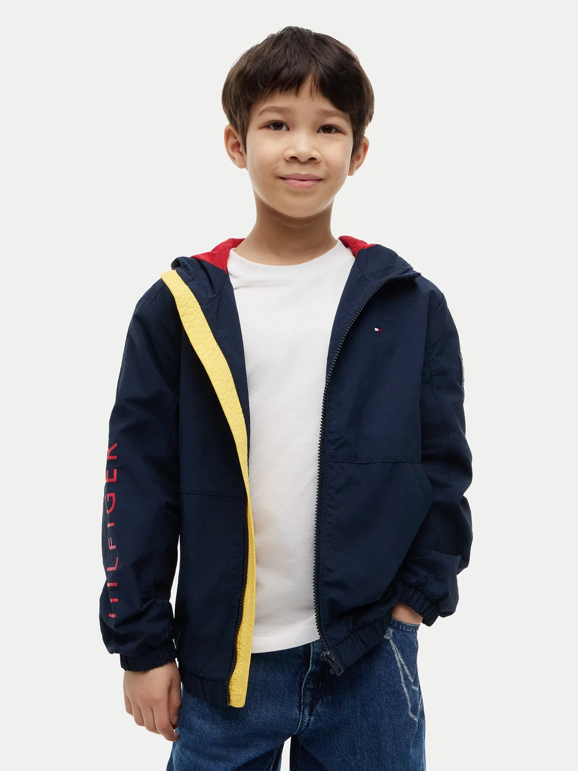 Демисезонная куртка стандартного кроя для мальчика Windbreaker Graphic Tommy Hilfiger, темно-синий