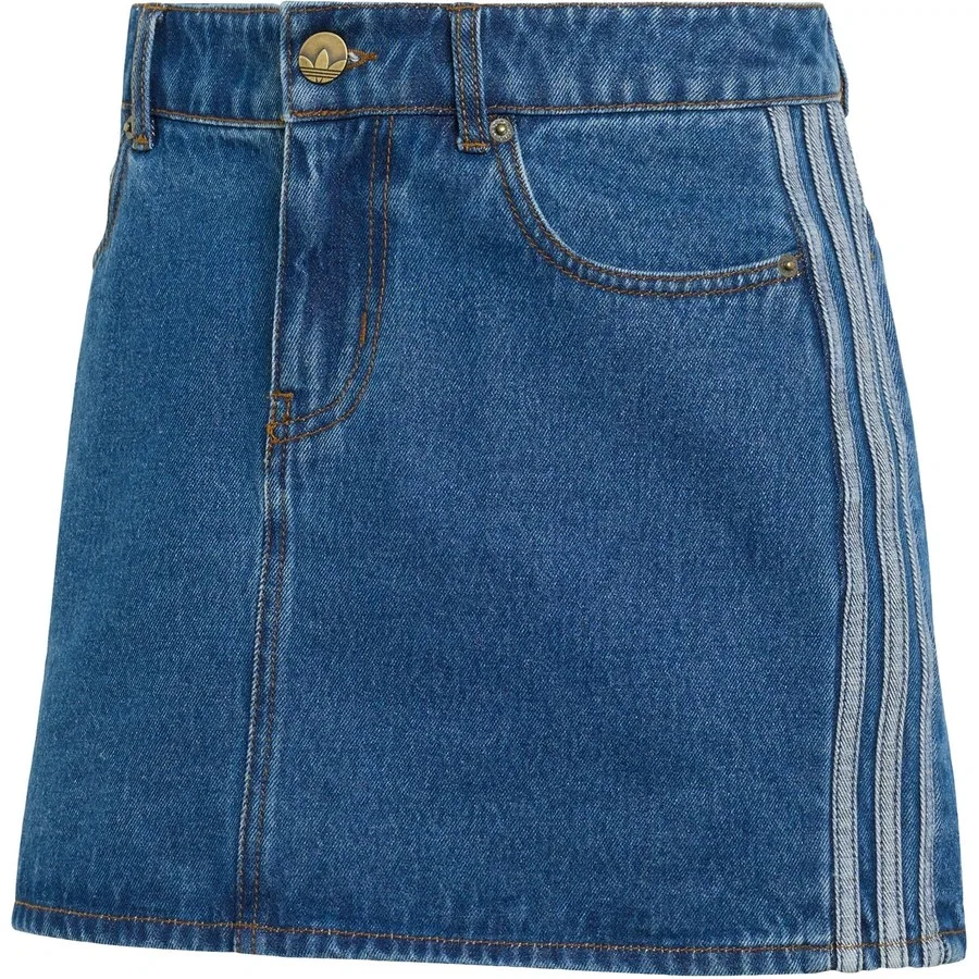 Юбка джинсовая с тремя полосками Originals 3 Stripes Skirt Denim adidas, Синий — фото 3
