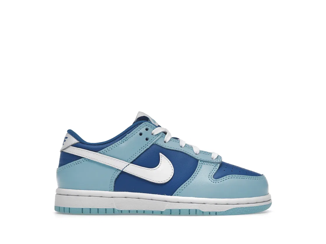 Детские кроссовки для мальчиков и девочек с контрастным Swoosh Nike Dunk Low Nike, Flash/White-Argon Blue-Flash