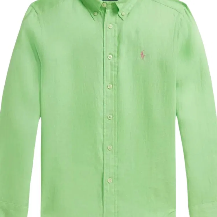 Детская рубашка свободного кроя с отложным воротником Polo Ralph Lauren, Honey Green — фото 4