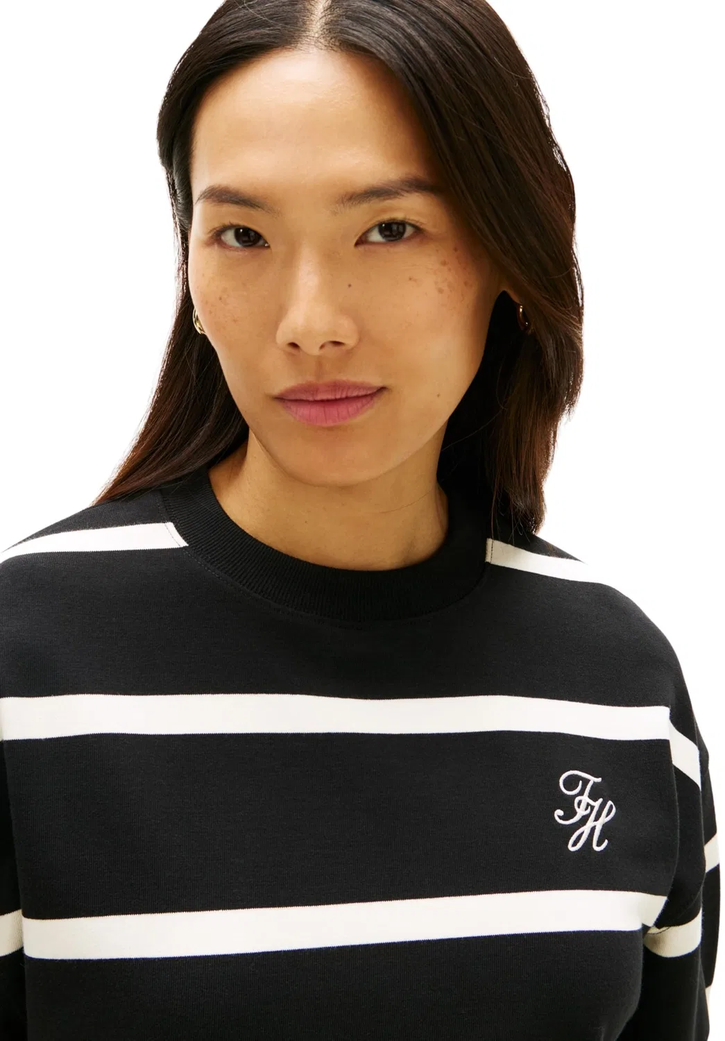 Женский свитшот с принтом TH Script Mdrn Terry Swtshrt Tommy Hilfiger, Black (Black/ Calico Stp) — фото 4