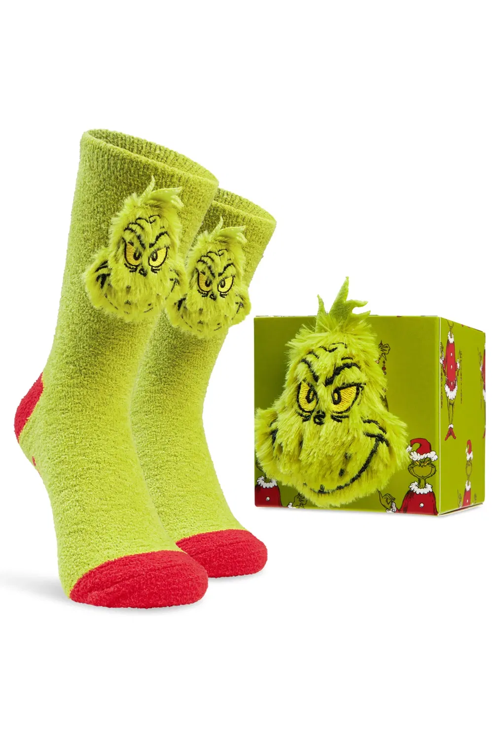 Носки нескользящие с начесом The Grinch, Green