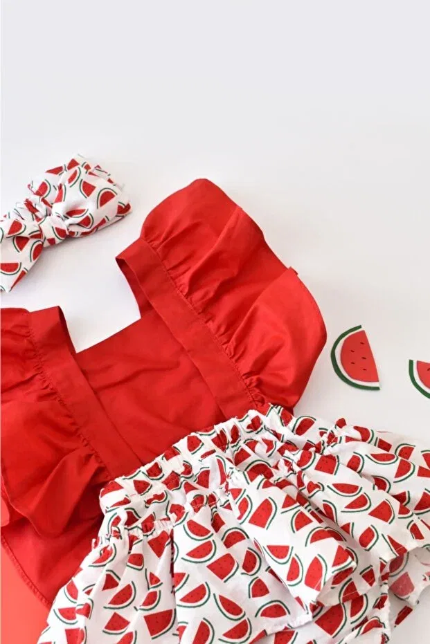 Детский комбинезон для девочек с принтом Little Ya Ya Love, Watermelon — фото 4