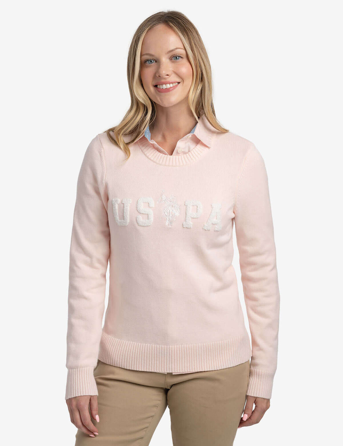 

Свитер U.S. Polo Assn. USPA Logo Crew Neck, светло-розовый